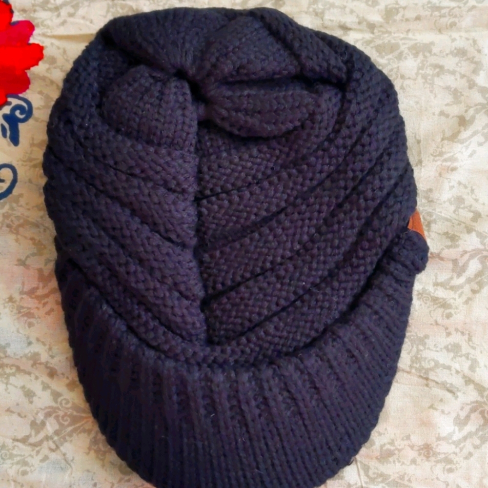 G. C. Warm & Thick Cable Knitted Brim Visor (#1)